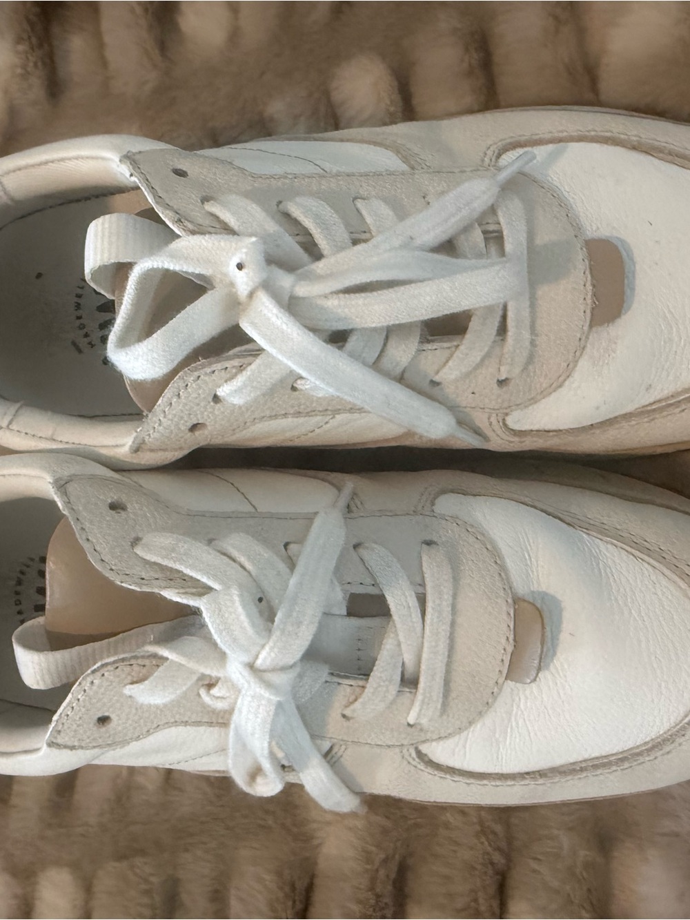 Madewell Cream and White Leather-Suede Women's Sneakers